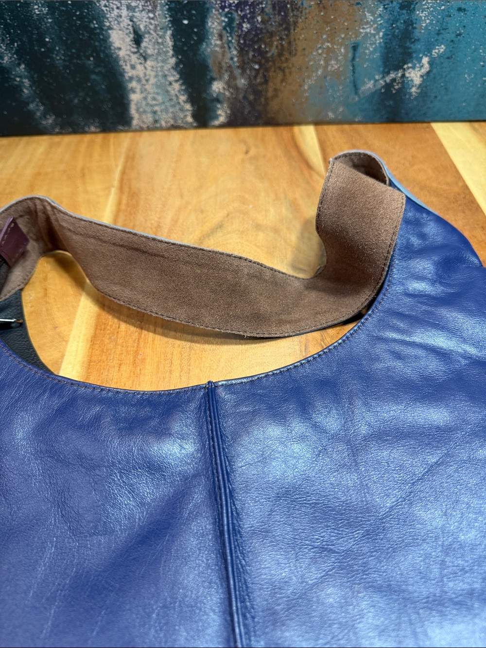 Soruka Minimalist 2010’s Colorblock Genuine Leather Hobo Bag EUC - Picture 11 of 12